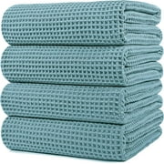 Microfiber Oversize Quick Dry Lint Free Bath Towel, 60 x 30 in, 4 Pack (White, Waffle Weave)