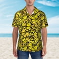 thumbnail image 2 of Balery Yellow Butterflies Camisas hawaianas de manga corta para hombre, camisas playeras de corte holgado, camisas de vacaciones con botones,X-Large, 2 of 7