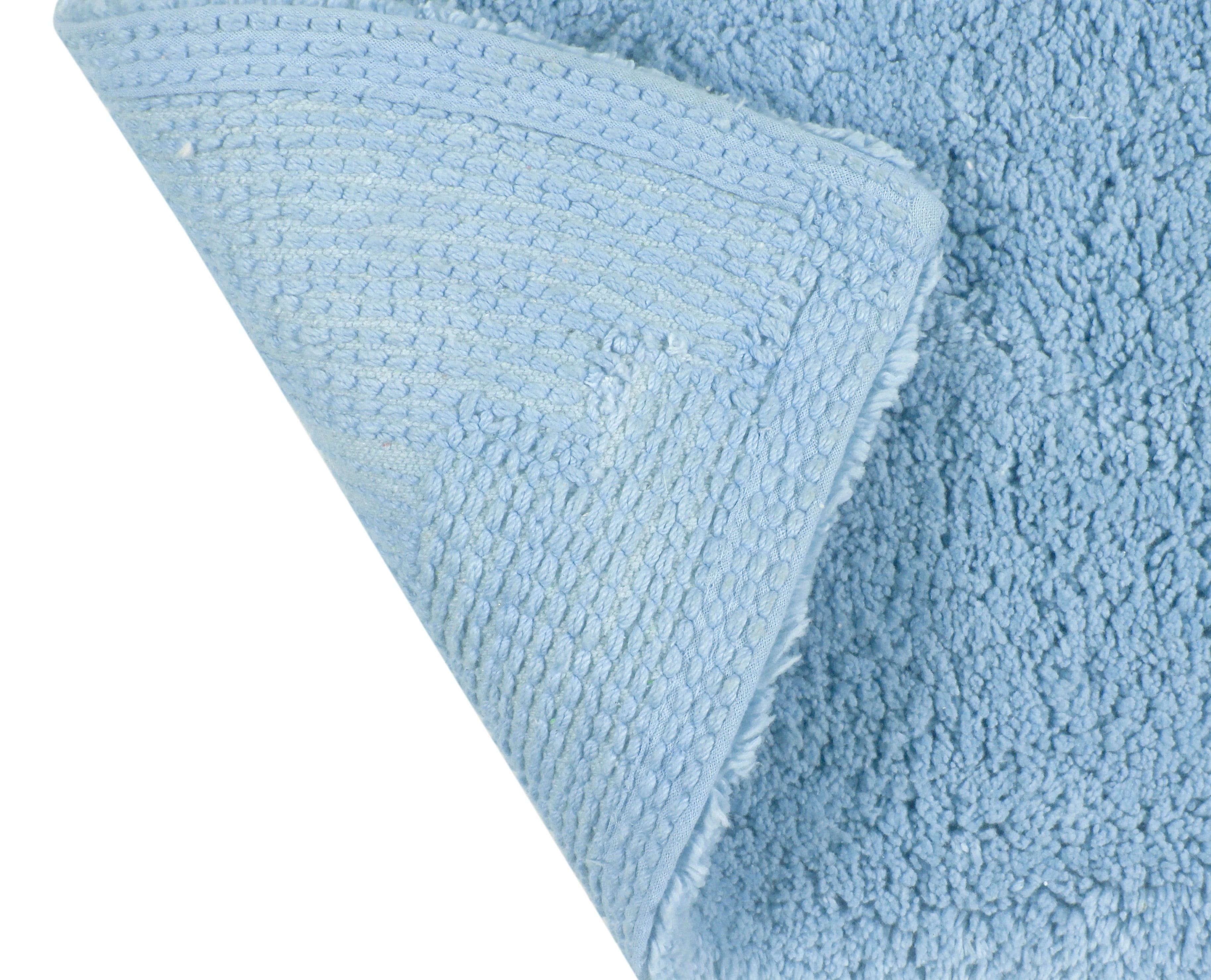 Home Weavers Waterford Collection 100% Cotton Non-Slip Bathroom Rug Set Machine Washable Bathroom Rug-17"x24", Bath Rug- 21"x34", Runner- 22"x60", Blue Color 3 Piece Bath rug set
