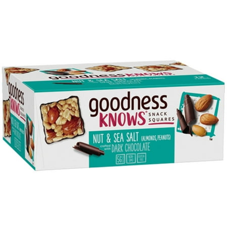 Dark Brown Snake - goodnessKNOWS, Peanut, Almond, Sea Salt & Dark Chocolate Gluten Free Snack Square Bars, 12 Ct