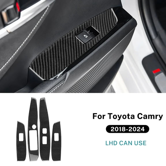 Real Soft Carbon Fiber For Toyota Camry XV70 2018 2019 2020 2021 2022 2023 2024 2025 LHD Car Door Window Button Sticker.