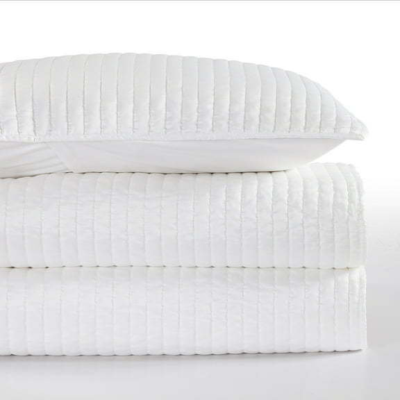 HiEnd Accents Channel Satin Quilt, Full/Queen White