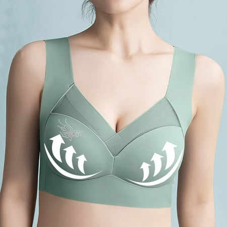 Juslio Minimizer Bras for Women Full Coverage Athletic Lace Wirefree Solid Vest Breasted Bra