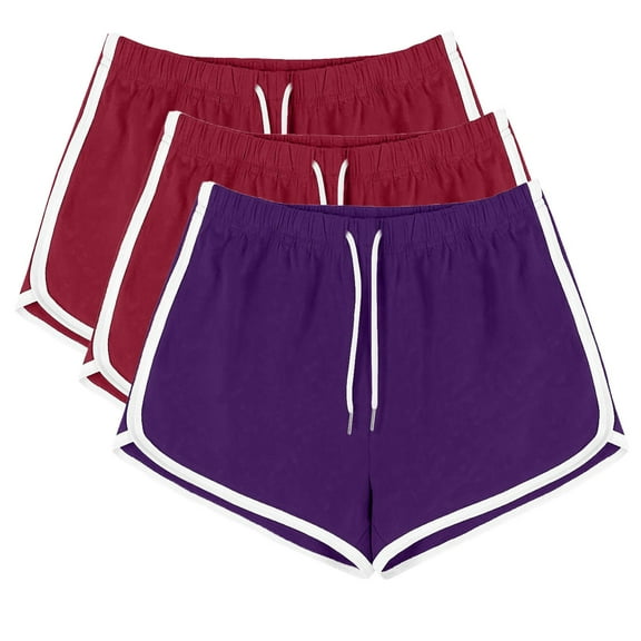 LEBONYARD Womens Shorts Summer Plus Size,Women's Shorts with Comfortable Fit,3PC Women Casual Summer Sports Shorts Workout Yoga Shorts Active Shorts Wine S