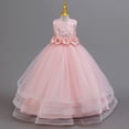 thumbnail image 4 of Girls Pageant Princess Sleeve Flower Ball Gown Dress, Kids Wedding Bridesmaid Pageant Party Formal Long Gown Princess Tulle Floral Embroidery Girl Birthday Party Dresses - 2-10T, 4 of 8