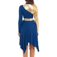 thumbnail image 2 of YONGHS Women Long Sleeve Praise Dance Dress Liturgical Metallic Color Block Worship Robe Dresses Blue S, 2 of 7