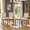 Antique Black & Beige, variant on Gewnee 5-Piece Counter Height Dining Set – 34.5" Square Wooden Table + 4 Upholstered Chairs,Space-Saving Design for Small Kitchen and Dining Room,Gray
