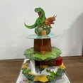 thumbnail image 7 of 3-Tier Dinosaur Cupcake Stand Kids Boy Favor Birthday Dinosaur Party Decorations Jungle Dinosaur Dessert Tower Party Cake Stand (Style-B), 7 of 7