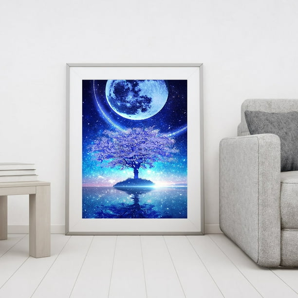 Cuadros Decorativos Pintura sin marco por número Luna Árbol Reflexión DIY Dibujo hecho a mano sobre lienzo Ndcxsfigh Nuevos Originales
