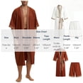 thumbnail image 2 of WAGUTH Mens Bathrobe Set Satin Printed Kimono Robe & Shorts with Belt Lightweight Soft Loungewear, 2 of 7