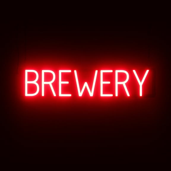 SpellBrite BREWERY LED Sign for Business. 29.1" x 6.3" Red BREWERY Sign Has Neon Sign Look With Energy Efficient LED Light Source. Visible from 500+ Feet, 8 Animation Settings.