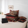 thumbnail image 4 of Vintage Valentines Day Bedding Set Queen Size,Exotic Skull Wedding Comforter Set,Gothic Crown Couple (Comforter+Fitted+Flat Sheet+2 Pillowcases+2 Throw Pillow Covers) 7 Pieces Red Bed Set, 4 of 5