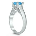 thumbnail image 2 of SZUL Women's Round 7MM Blue Topaz Cathedral Solitaire Ring in 10K White Gold, 2 of 4