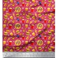 thumbnail image 1 of Soimoi Polyester Crepe Fabric Cold Drink,Pizza & Burger Food Fabric Prints by Yard 52 Inch Wide, 1 of 1