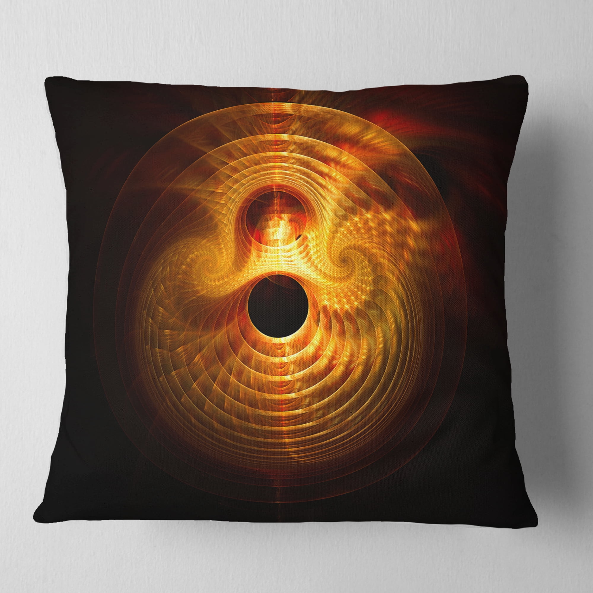 Designart Bright Yellow Magical Lights - Abstract Throw Pillow - 18x18