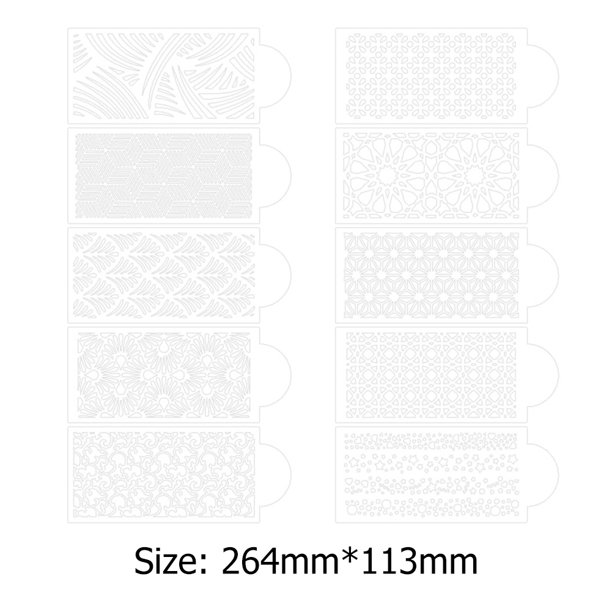 10 plantillas para tartas, decoración de tartas, flores de encaje, molde de dibujo de chocolate (B) Likrtyny Libre de BPA
