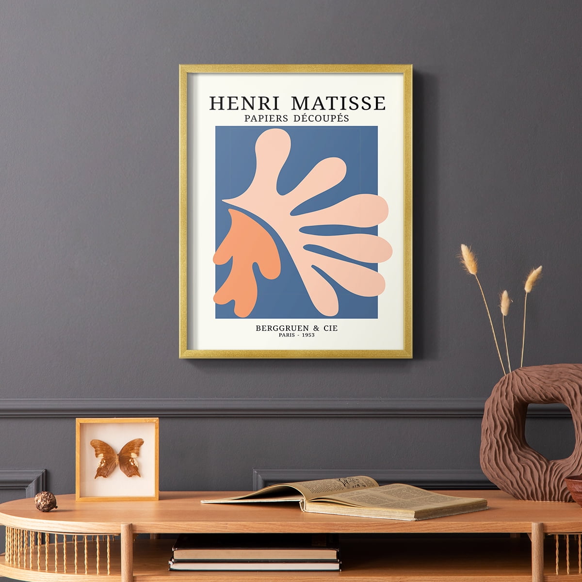 Matisse CDVII in Gold Solid Wood Framed Print No Nail Hanging