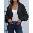 thumbnail image 5 of Cardigan Sweaters for Women Open Front Cropped Cardigan Sweater Long Sleeve Knit Bat Sweaters Shrug Top, 5 of 10