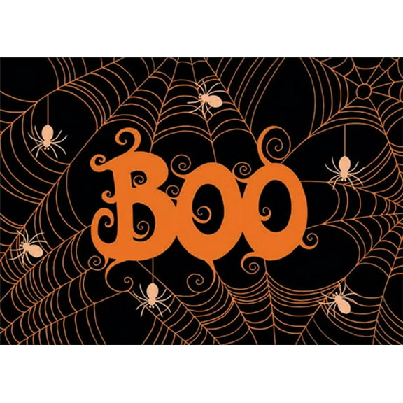 RSVP Orange Boo and Spider Webs on Black Halloween Card