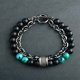 thumbnail image 1 of Pulsera de metal con cuentas para hombre, con diseño de mapa esmerilado de Europa y América, 1 of 6