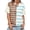 Beige, variant on Colorful Stripe Print Color Block Women Short Sleeve Summer Casual Crop Shirt