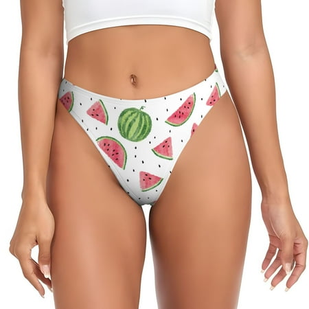 Sigee Hand Drawn Watermelon for Women s G-String Panty  Low Rise  Soft Lace Perfect for Everyday Wear or Special Occasions-Medium
