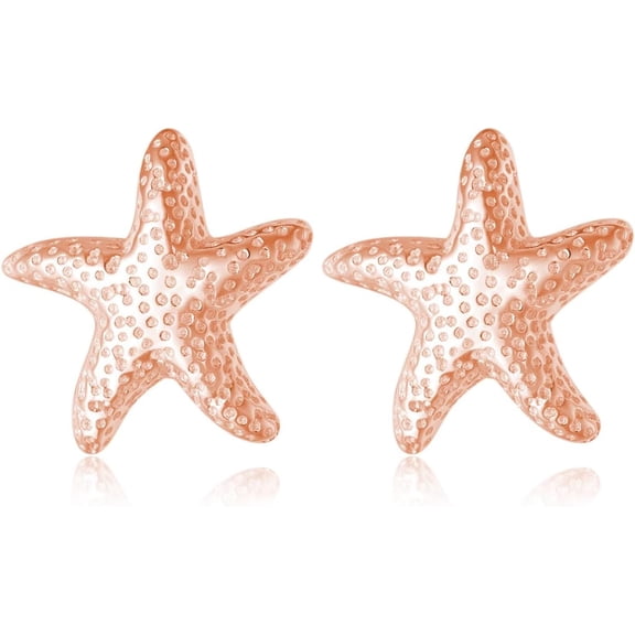 Solid 925 Sterling Silver Starfish Stud Earrings for Women Teens Beach Stud Earrings Sea Fish Earrings