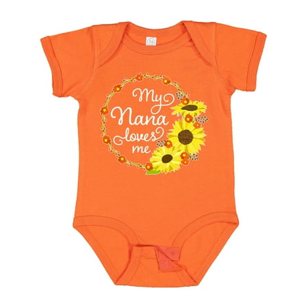 

Inktastic My Nana Loves Me with Sunflower Wreath Boys or Girls Baby Bodysuit