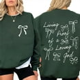 thumbnail image 5 of Living Proof of a Loving God Sweatshirt – Double Sided Christian Faith Coquetee Bow Crewneck, Jesus Religious Unisex Sweater, 5 of 7