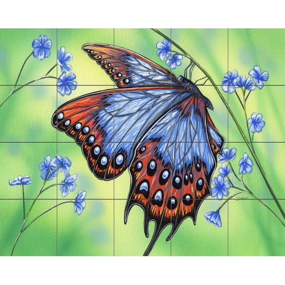 Tile Mural Kitchen Backsplash - Fire n Ice Wings-DF - by Denise Freeman