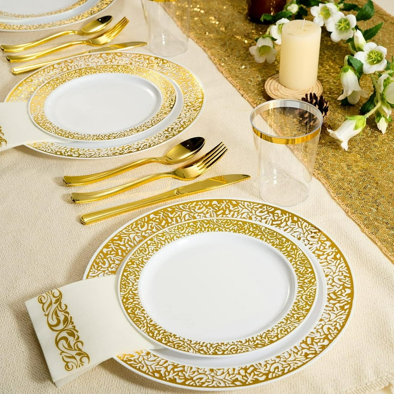 Focusline Gold Dinnerware Set for 20 Guests, 140-Piece photo 3