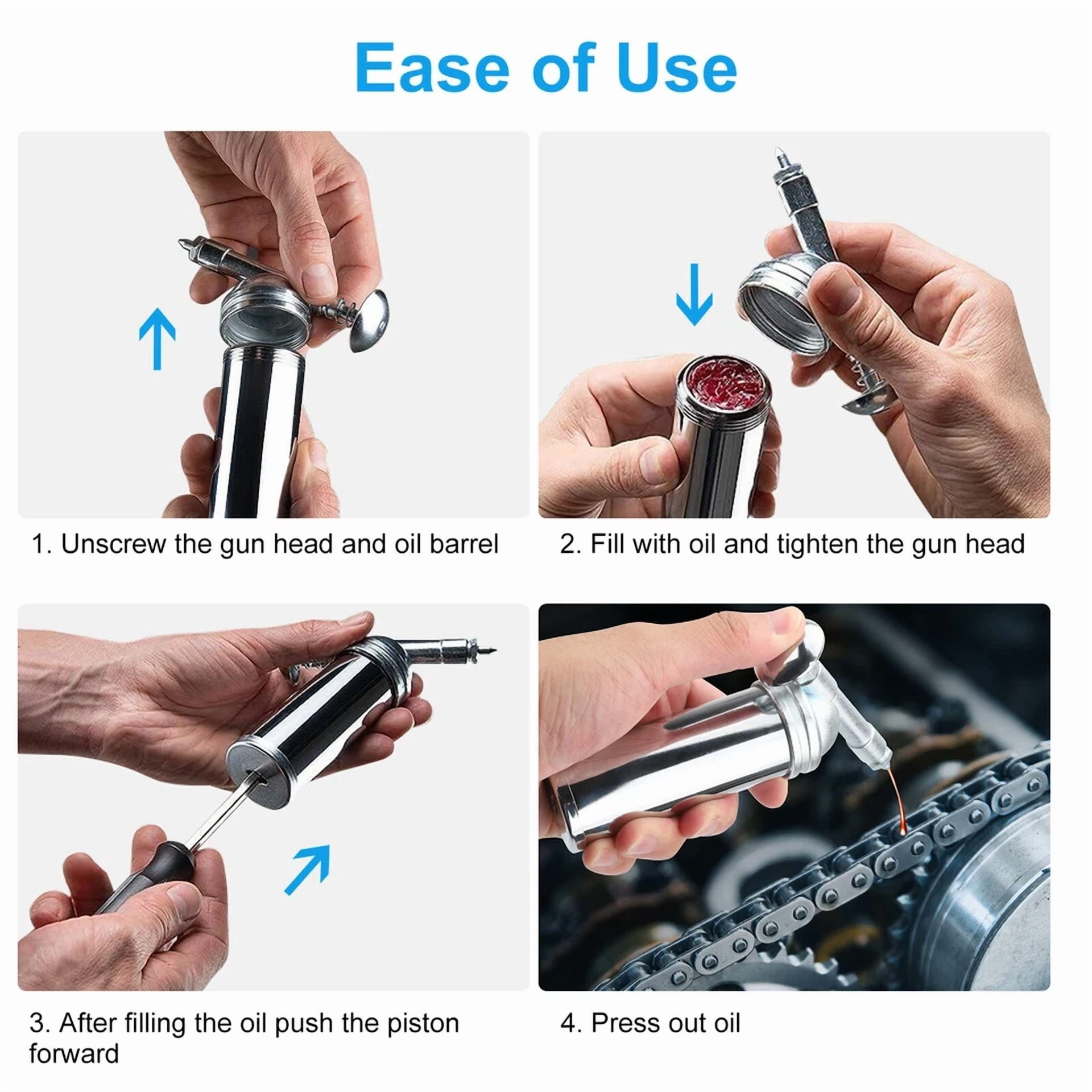 CIRCLE- 3Oz Handheld Mini Grease Gun Injector Adjustable Nozzle 1000Psi Pressure Output