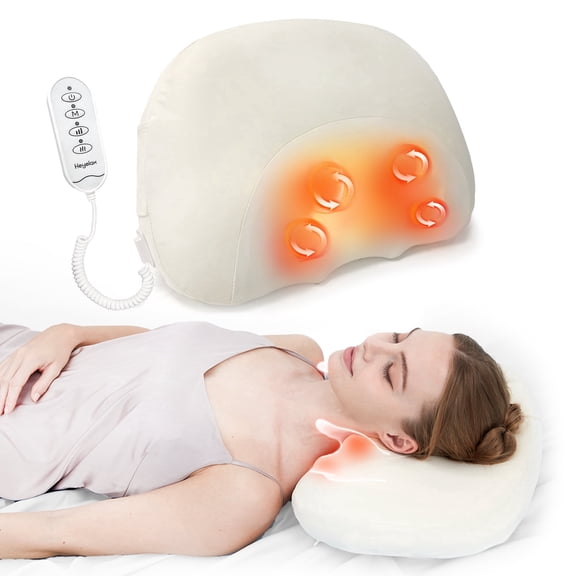 Neck Massager Pillow for Pain Relief deep Tissue, Shiatsu Neck and Shoulder Massager with Heat,Cordless Massage Pillow,Ideal Gifts for Mom Dad Women Men(Cream)
