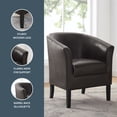 thumbnail image 6 of Linon Simon Upholstered Club Chair High Arms Deep Seat in Brown Faux Leather, 6 of 15