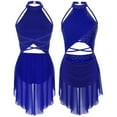 thumbnail image 6 of iiniim Women's Sparkly Lyrical Dance Costume Backless Skirted Leotard Modern Contemporary Dancewear Blue M, 6 of 7