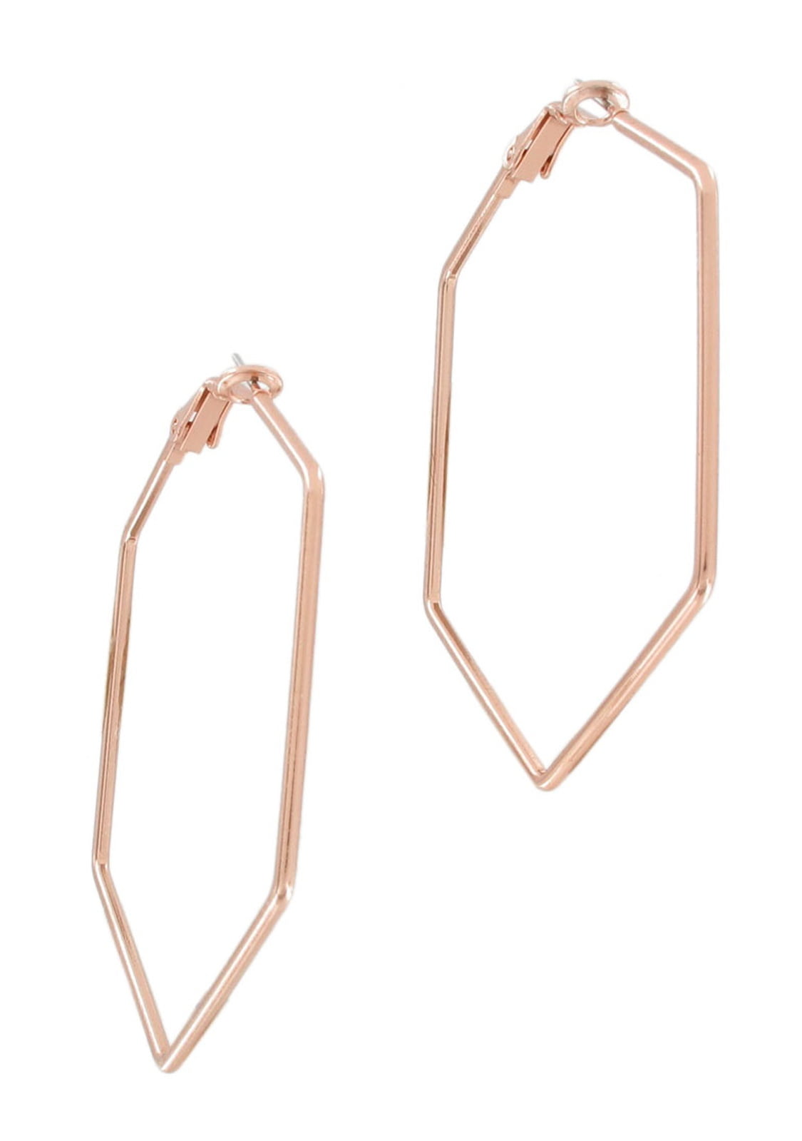 rose gold hexagon hoop earrings