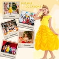 thumbnail image 4 of Marendyee Princess Dress Off Shoulder Layered Costume for Little Girl Halloween Cosplay Birthday Outfit Yellow 5-6 Years, 4 of 16