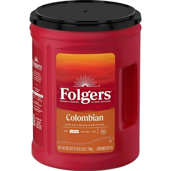 Folgers 100% Medium Roast Ground Colombian Coffee, 40.3 oz