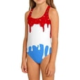 thumbnail image 4 of Shadoumai Girls Swimsuit One Piece Size 10 High Waisted Tankini Set Quick Drying Tropical Print Girls Dress Up Clothes Cutout Adjustable Straps Swimwear Shorts and Skirt, 4 of 4