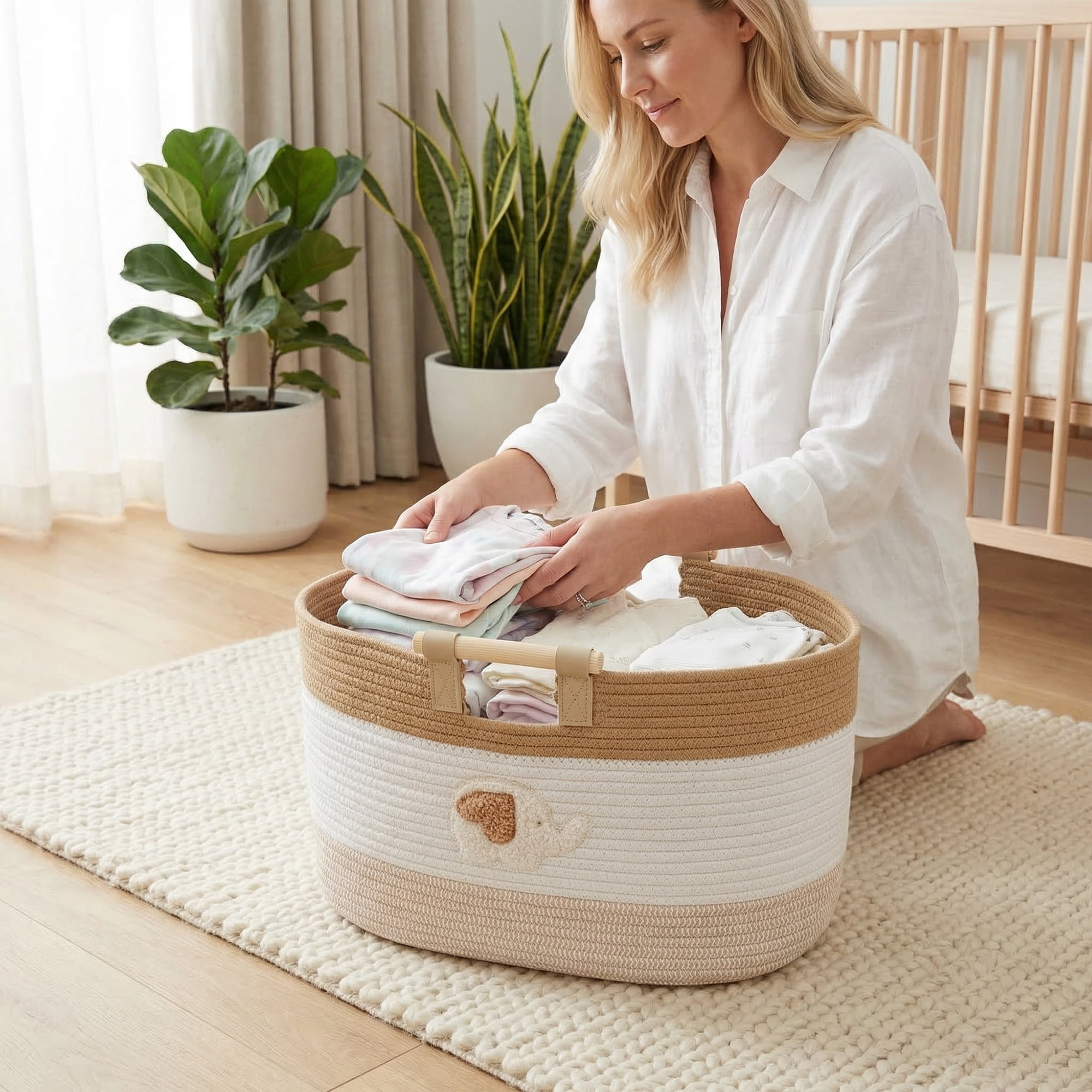 Unique Bargains Easy Shaping Woven Shelf Closet Storage Bin Elephant 16.9*11*11in