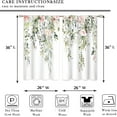 thumbnail image 2 of Eucalyptus Botanical Leaves Pink Rose Floral Kitchen Window Curtains Flower Plant Leaf Small Window Treatment Sage Green Cafe Short Curtains for Bathroom Treatment Tier Drapes 26x36 inch, 2 of 6