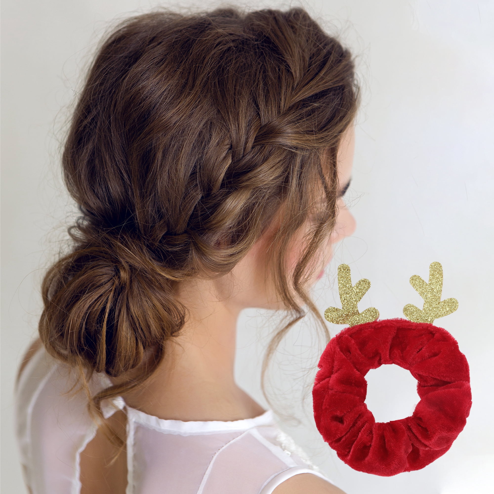 NOMADIC NOOK Christmas Hair Hair Ties 6 Pcs Brown Red White Green Black Yellow