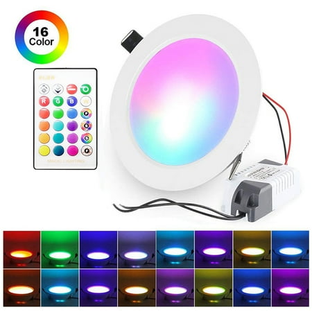 

MIXFEER 15W LEDs Recessed Light Downlight with IR Remote Control 16 Color and 4 Flashing Modes
