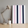 thumbnail image 4 of Ships Next Day Canvas Wall Art 11"x14", Pink Navy Blue Striped Wood Framed Canvas Print Painting, Farmhouse Stripe Art Ready to Hang Small Picture Wall Decor for Home Bathroom Bedroom Hallway, 4 of 9