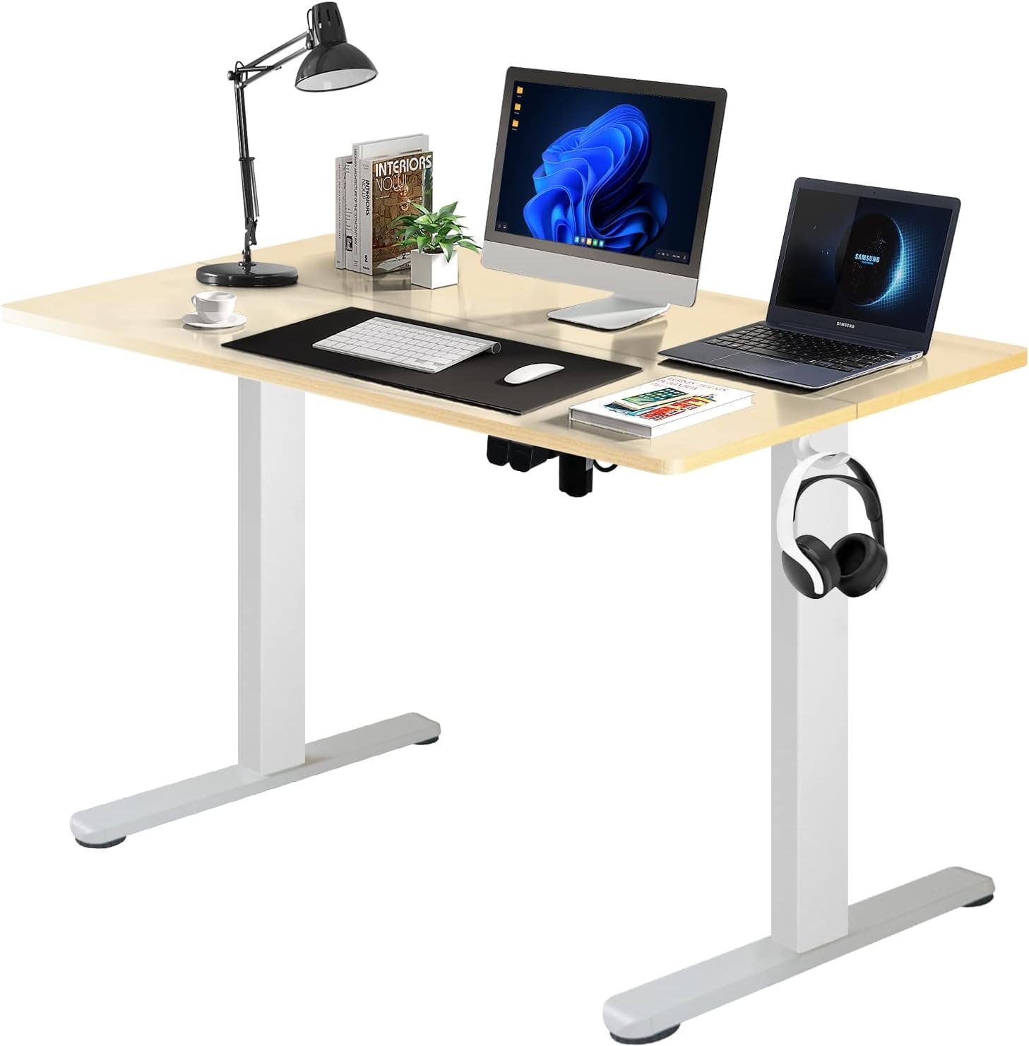 CRXX Height Adjustable Electric Standing Desk - Upgraded Ultra Durable Home Office Large Rectangular Computer or Laptop Sit Stand Workstation Table（4 FT，Black）