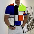 thumbnail image 3 of Men's Lapel Polo Zip Polo Polo Shirt Golf Shirt Plaid/Check Graphic Prints Geometry Turndown Designer 3D Clothing Golf Shirt, 3 of 5