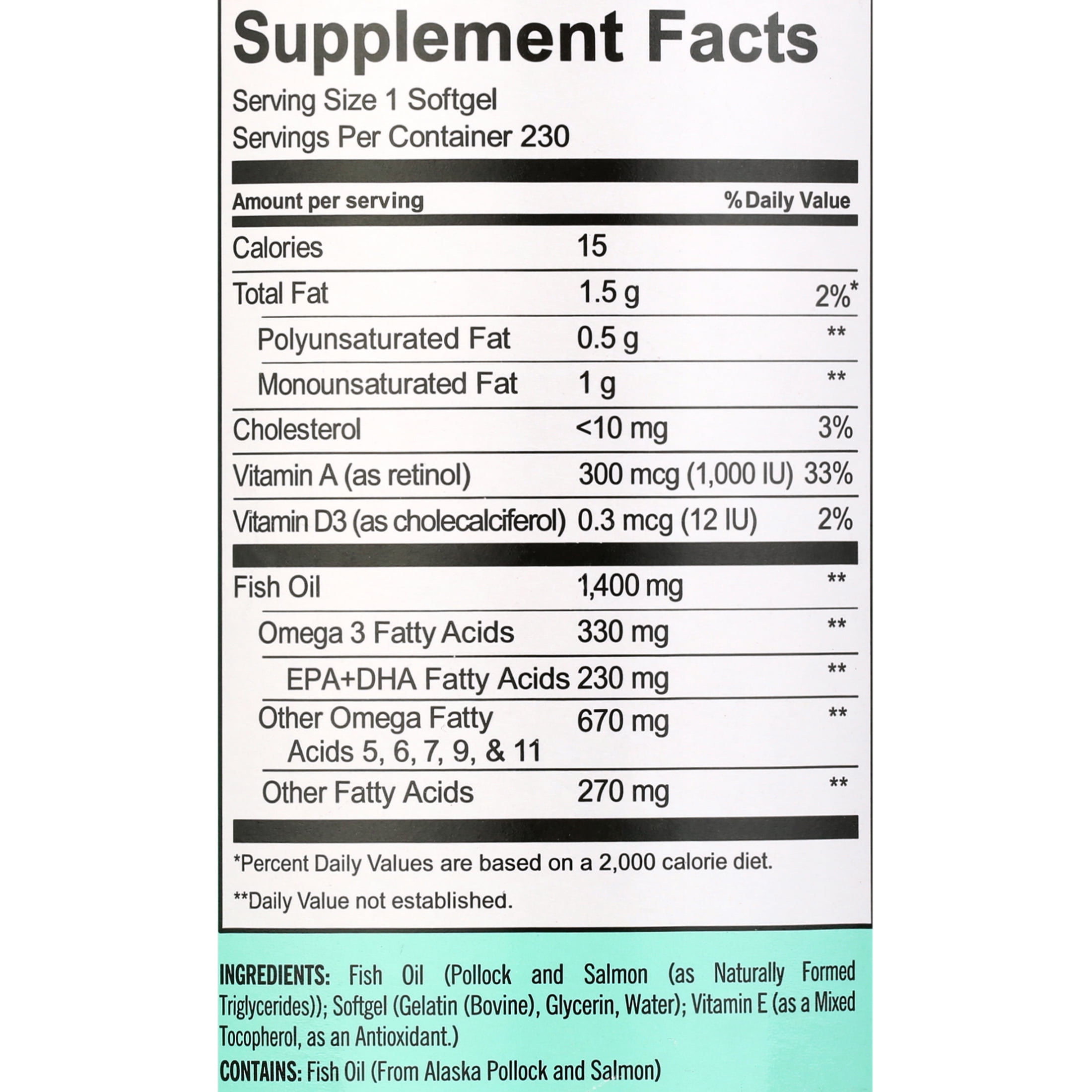Kirkland Signature Wild Alaskan Fish Oil 1400 mg., 230 Softgels