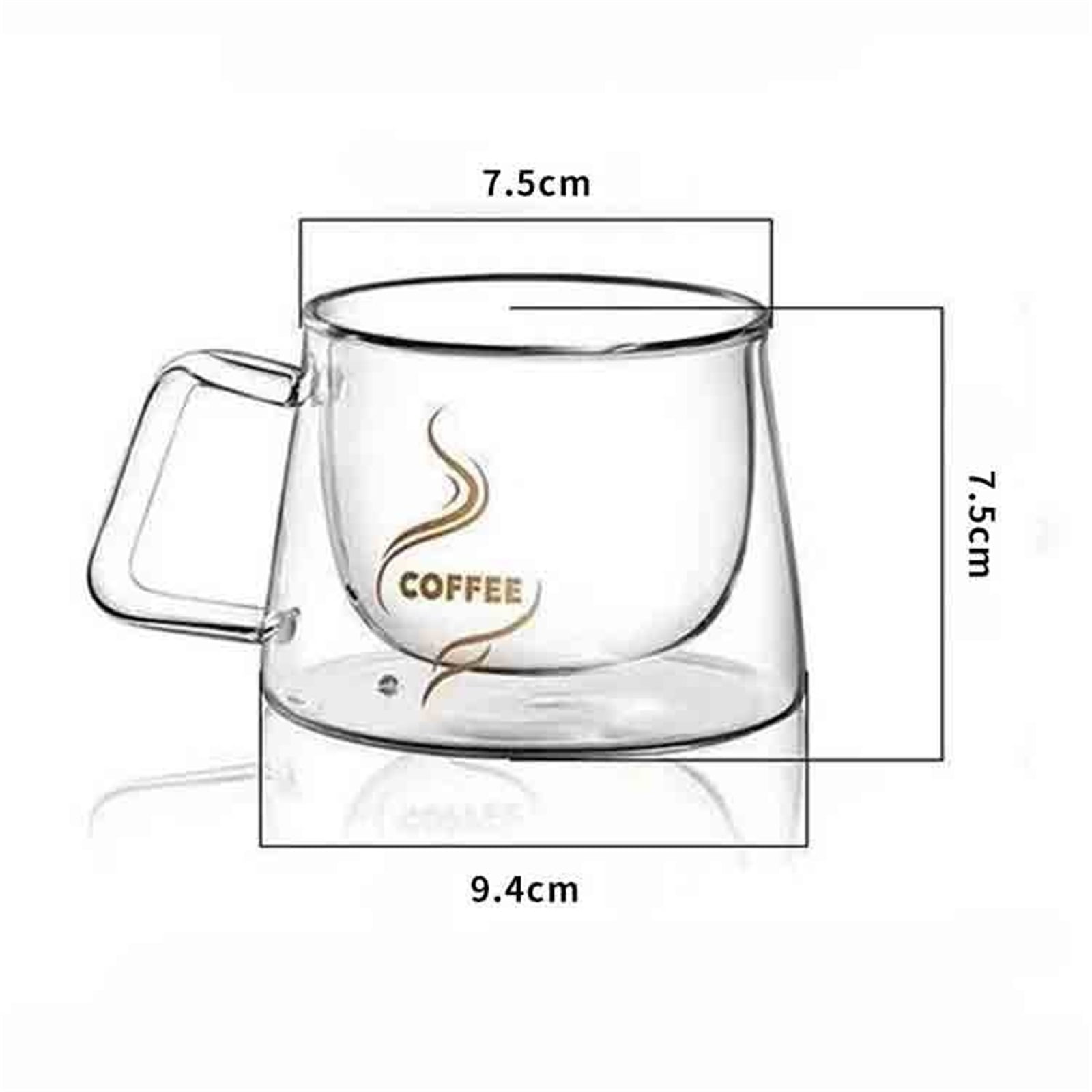 7oz Clear Glass Cups with Handle, Double Wall Glass Coffee Mugs for Espresso,Latte,Cappuccino,Tea