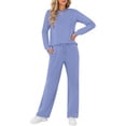 thumbnail image 3 of Fantaslook Two Piece Lounge Sets for Women Fall Outfits Long Sleeve Tops Wide Leg Pants Matching Sets Vacation Travel Outfits, 3 of 10
