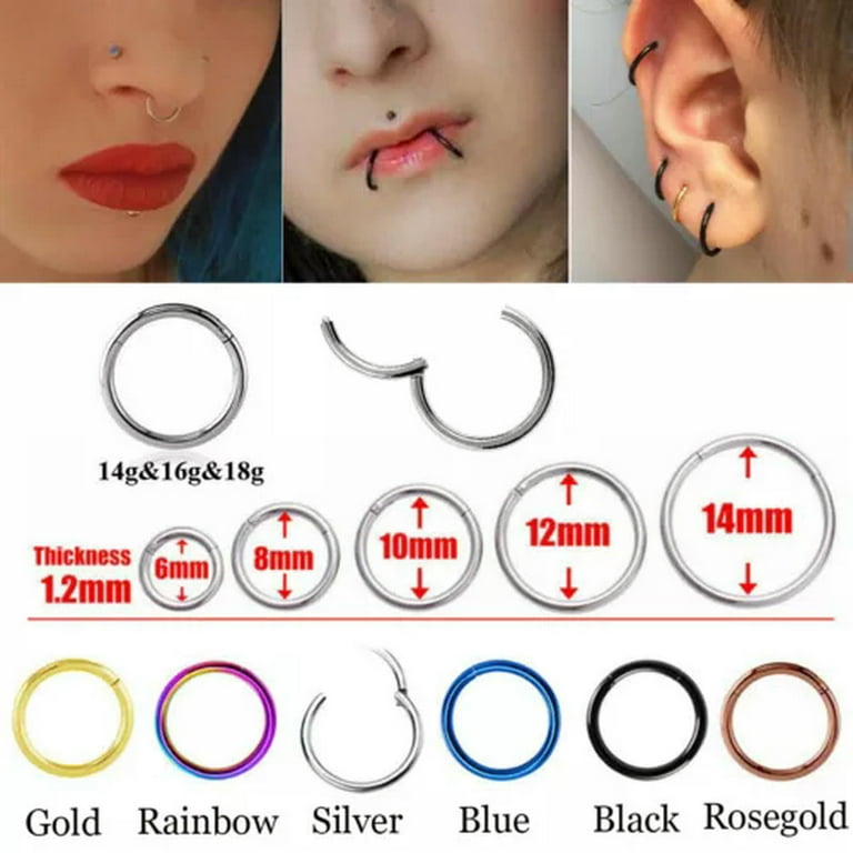 HOOUN 100% Titanium Hinged Segment Ring Hoop Ear Lip Nose Piercing